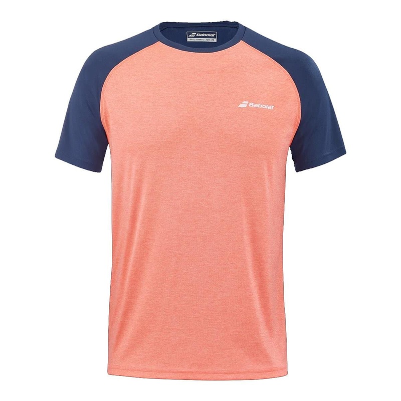 Babolat Mens Play Crew Neck Tennis T-Shirt – Fluo Strike / Estate Blue