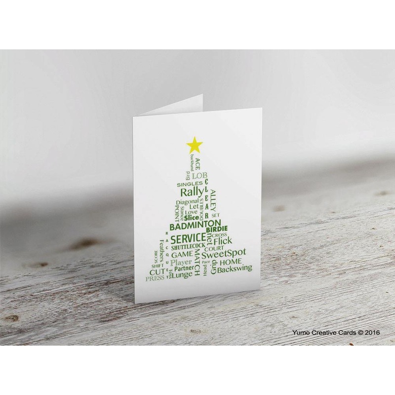 Badminton Text Tree Christmas Greeting Card