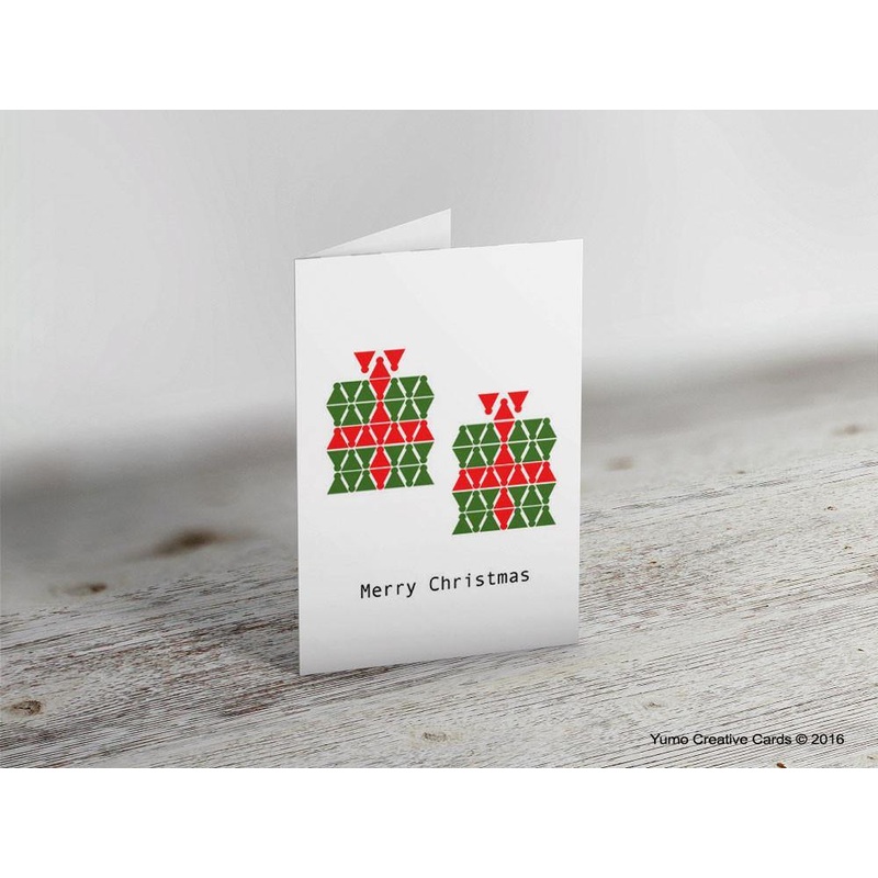Christmas Gift Box Badminton Greeting Card