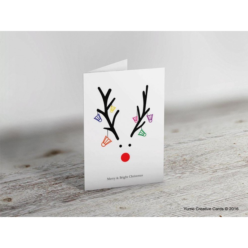Reindeer Badminton Christmas Card